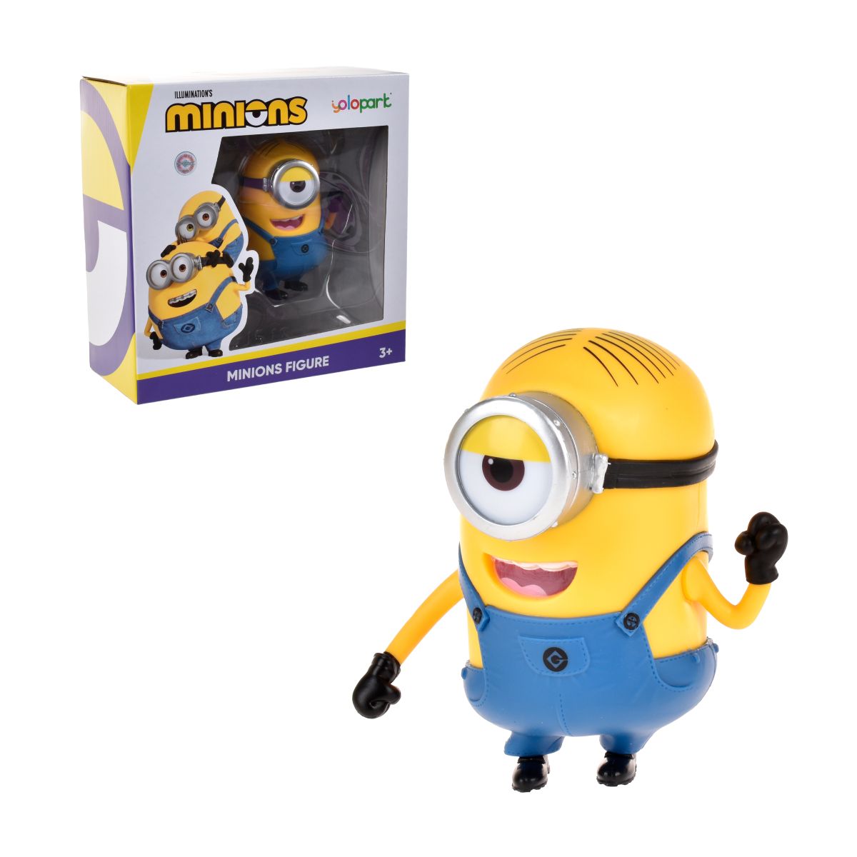 Figura de acción de Stuart de Minions amarilla con overol azul
